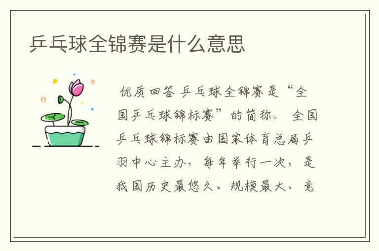 乒乓球全锦赛是什么意思
