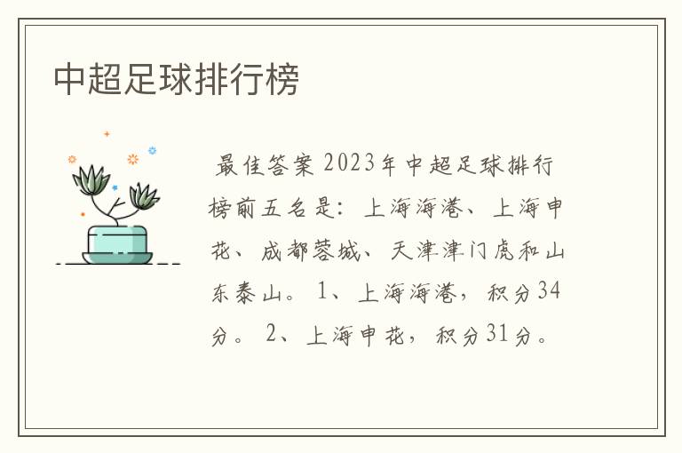 中超足球排行榜