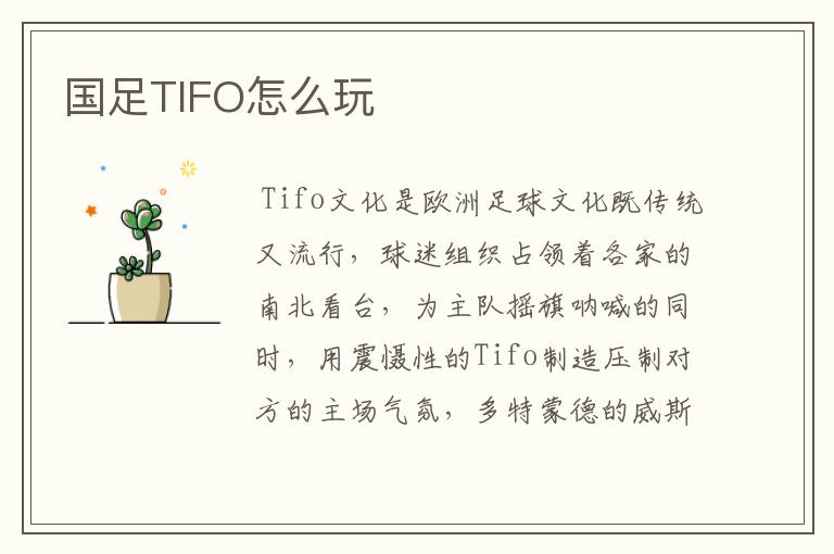 国足TIFO怎么玩