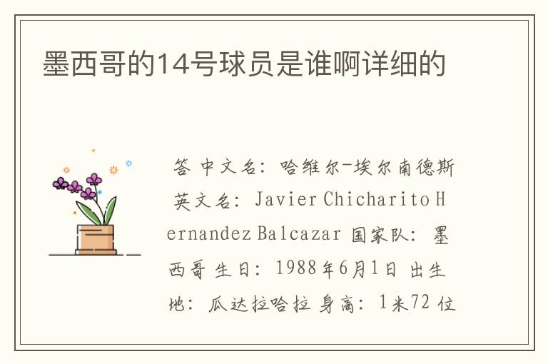 墨西哥的14号球员是谁啊详细的