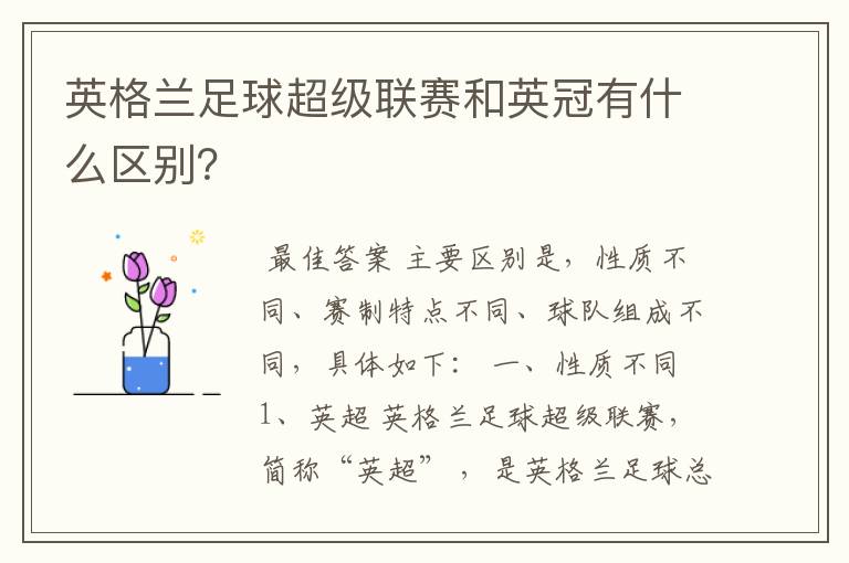 英格兰足球超级联赛和英冠有什么区别?