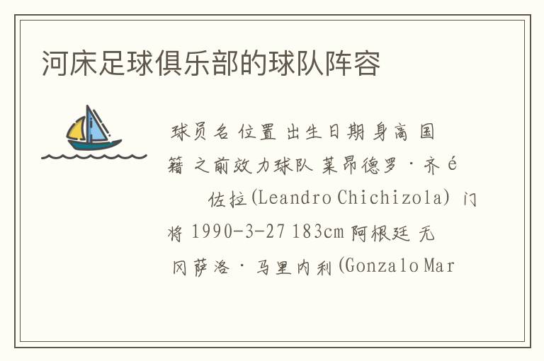 河床足球俱乐部的球队阵容