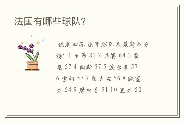 法国有哪些球队?