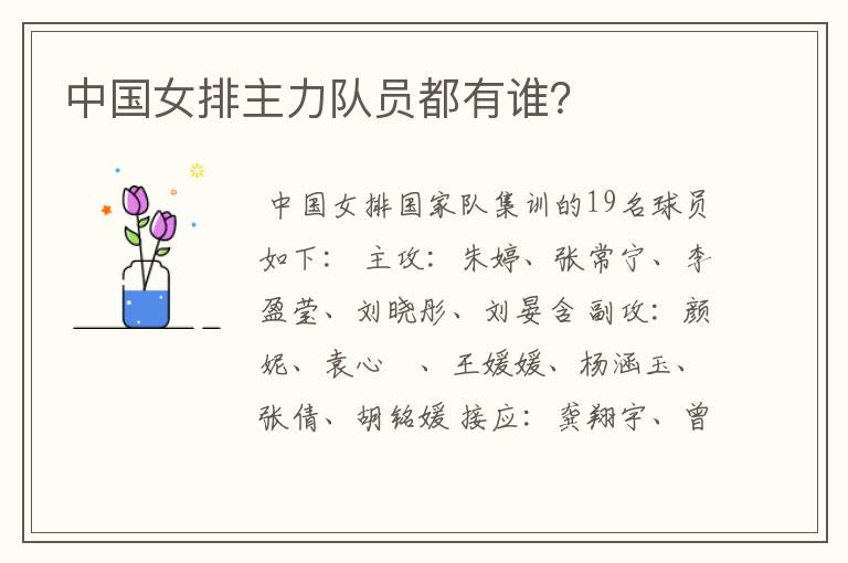 中国女排主力队员都有谁?