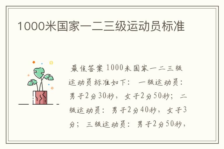 1000米国家一二三级运动员标准