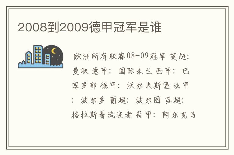 2008到2009德甲冠军是谁