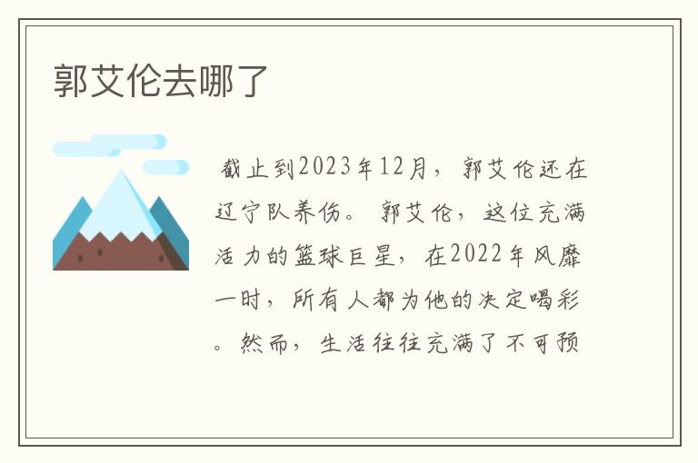 郭艾伦去哪了