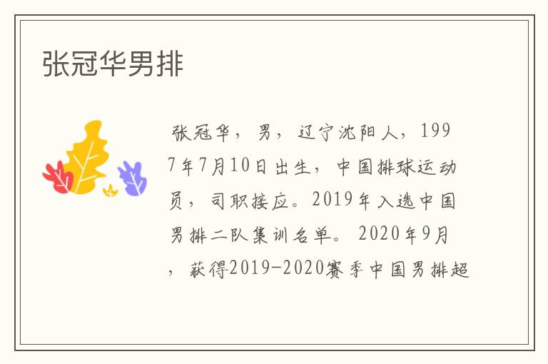 张冠华男排
