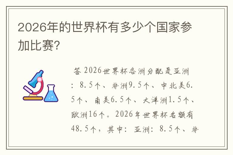 2026年的世界杯有多少个国家参加比赛？