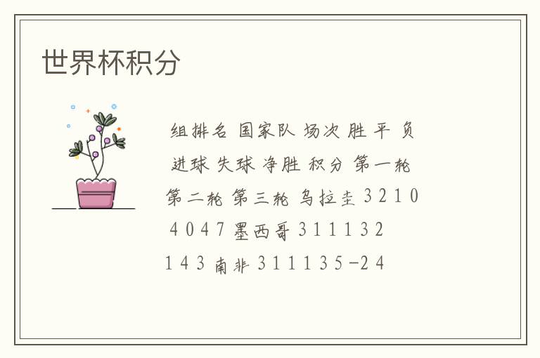 世界杯积分