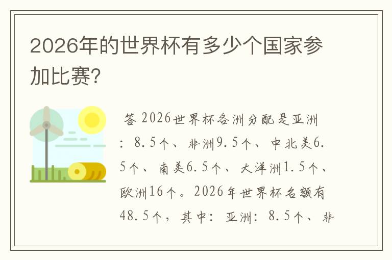 2026年的世界杯有多少个国家参加比赛?