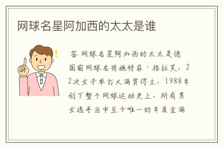 网球名星阿加西的太太是谁