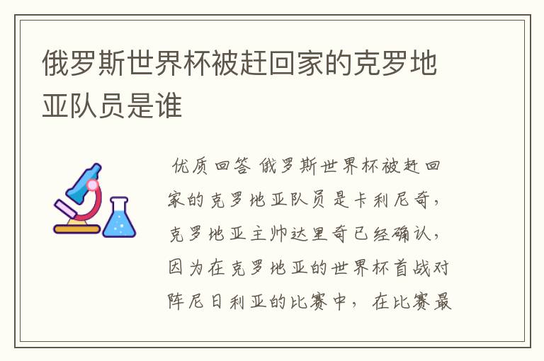 俄罗斯世界杯被赶回家的克罗地亚队员是谁
