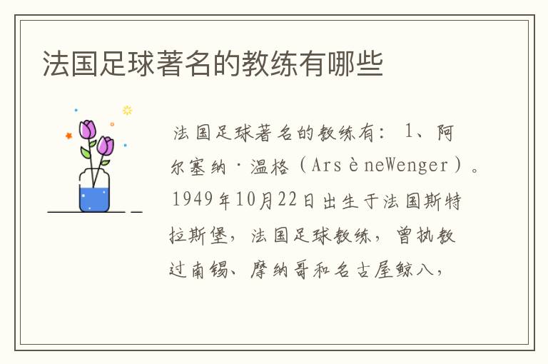法国足球著名的教练有哪些
