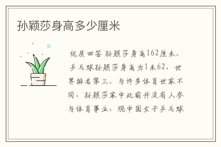 孙颖莎身高多少厘米
