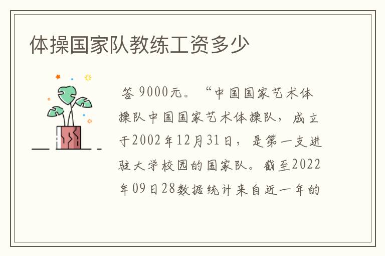 体操国家队教练工资多少