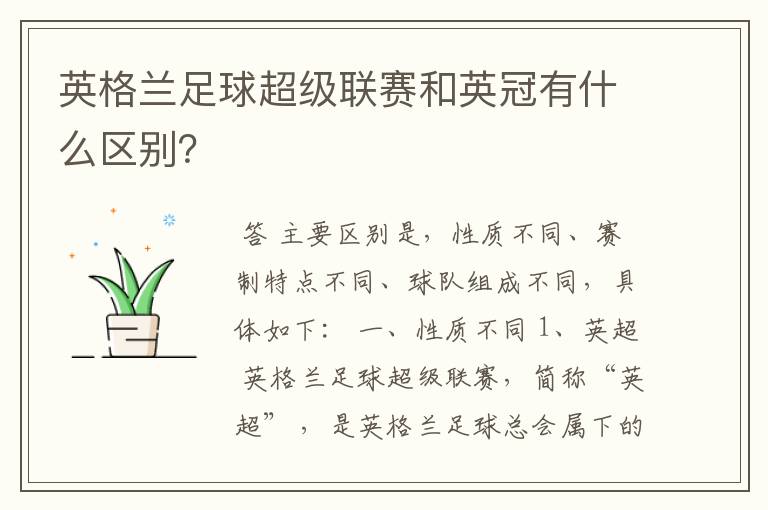 英格兰足球超级联赛和英冠有什么区别?