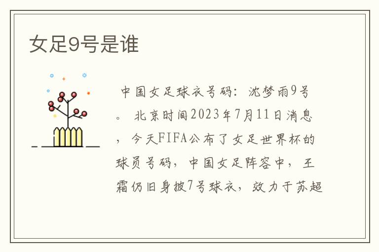 女足9号是谁