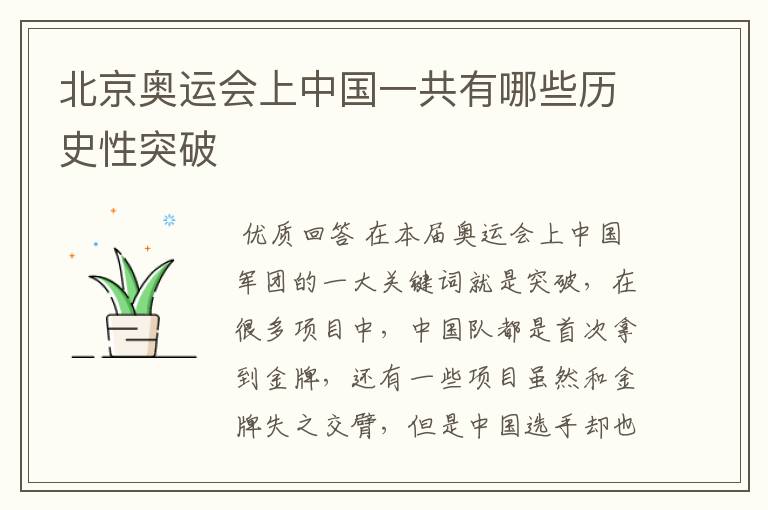 北京奥运会上中国一共有哪些历史性突破
