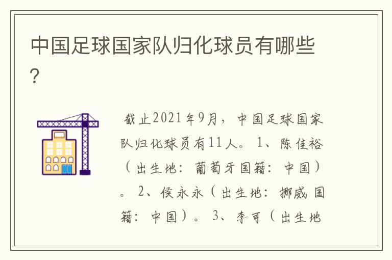 中国足球国家队归化球员有哪些?