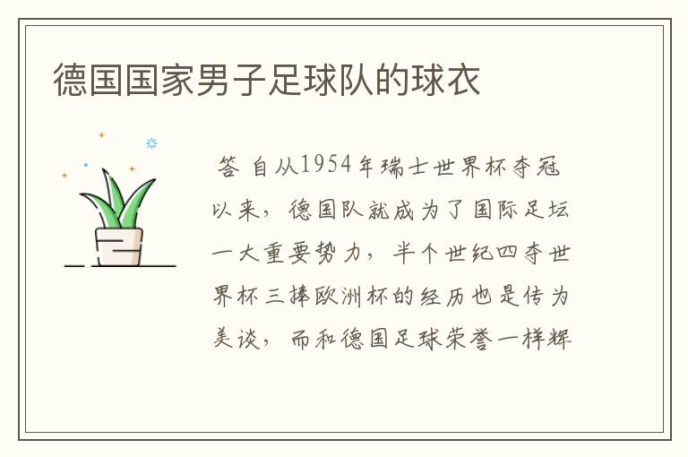 德国国家男子足球队的球衣