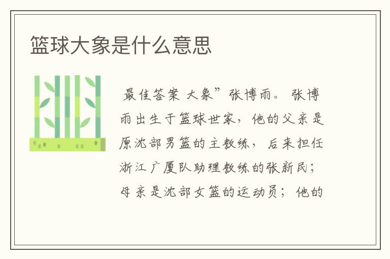 篮球大象是什么意思