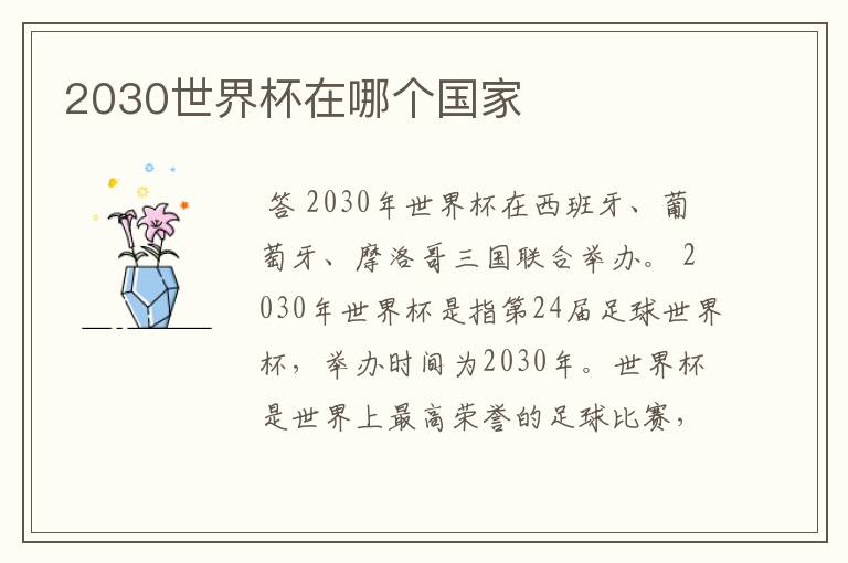 2030世界杯在哪个国家