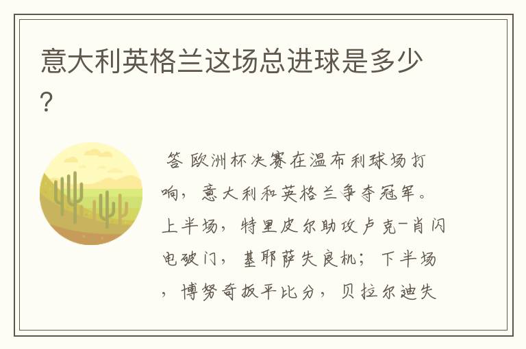 意大利英格兰这场总进球是多少?