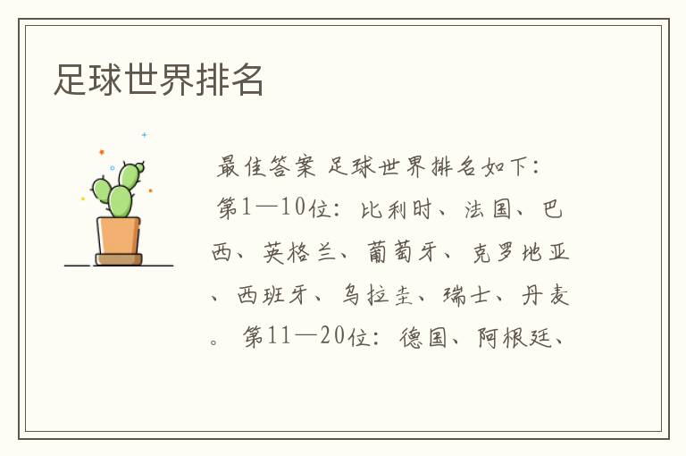 足球世界排名