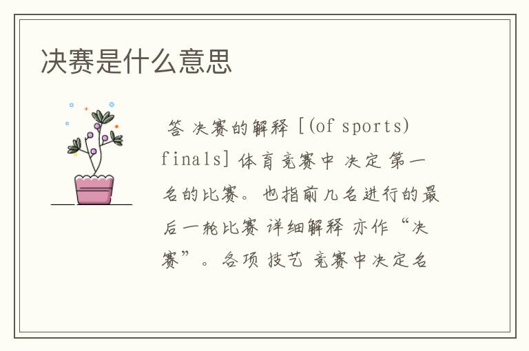 决赛是什么意思