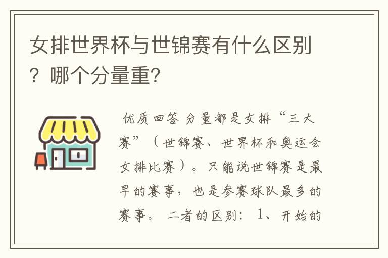 女排世界杯与世锦赛有什么区别?哪个分量重?