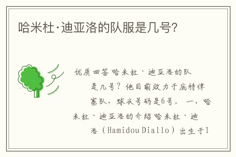 哈米杜·迪亚洛的队服是几号?