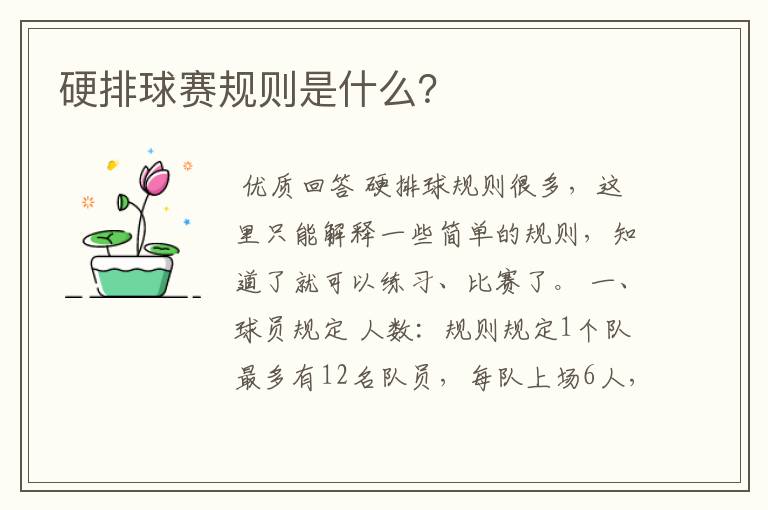 硬排球赛规则是什么?
