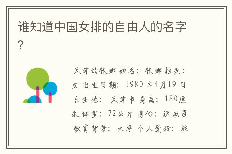 谁知道中国女排的自由人的名字?