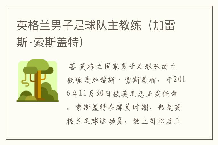 英格兰男子足球队主教练(加雷斯·索斯盖特)