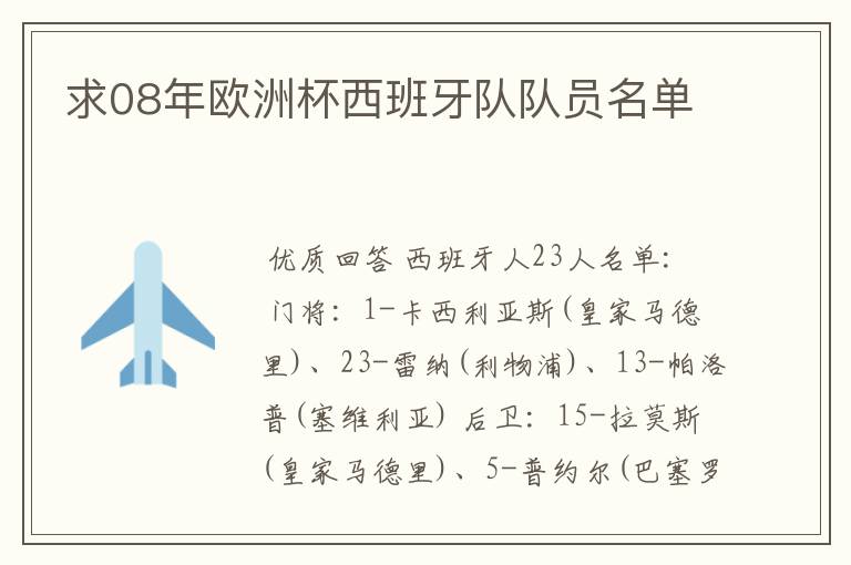 求08年欧洲杯西班牙队队员名单