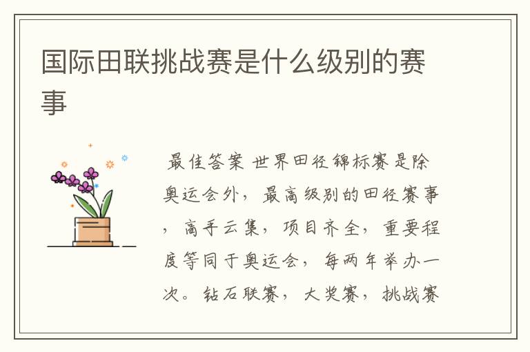 国际田联挑战赛是什么级别的赛事
