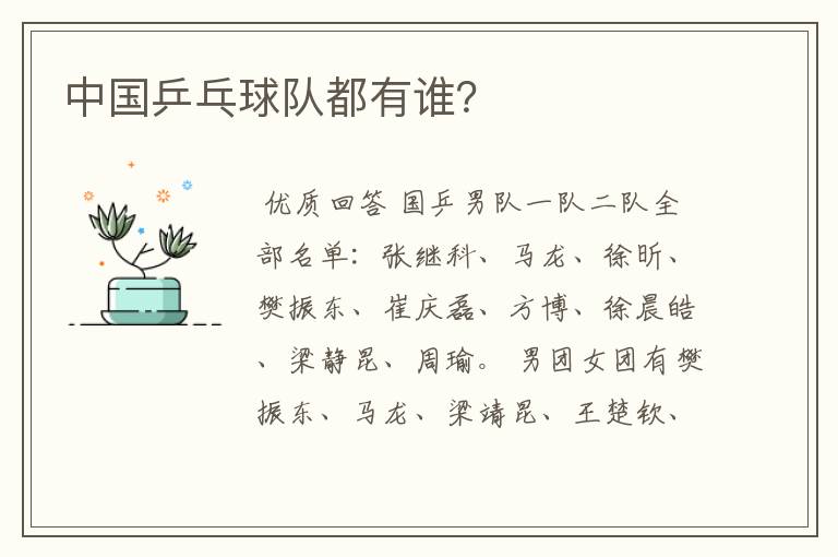 中国乒乓球队都有谁?