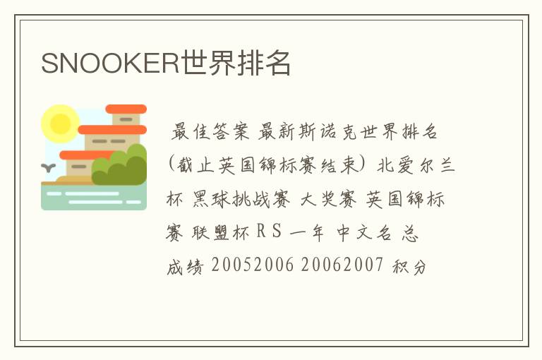 SNOOKER世界排名