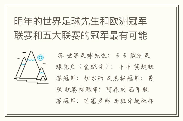 明年的世界足球先生和欧洲冠军联赛和五大联赛的冠军最有可能是谁?