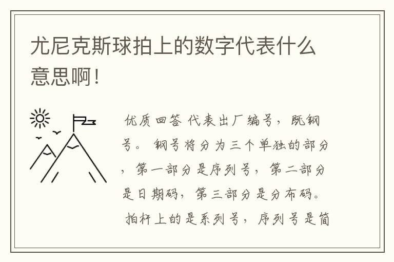 尤尼克斯球拍上的数字代表什么意思啊!