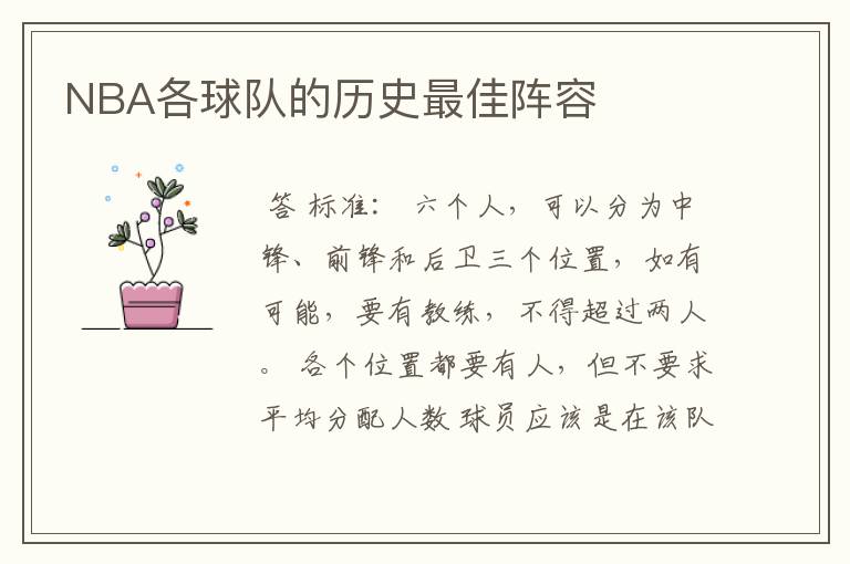 NBA各球队的历史最佳阵容