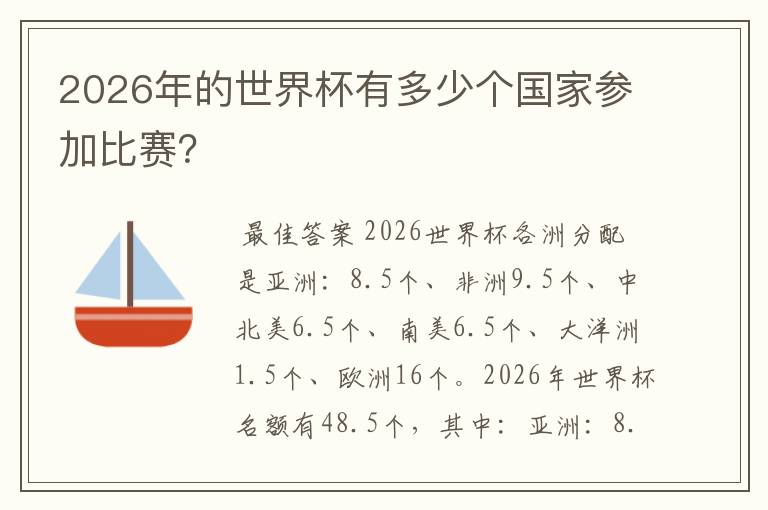 2026年的世界杯有多少个国家参加比赛?