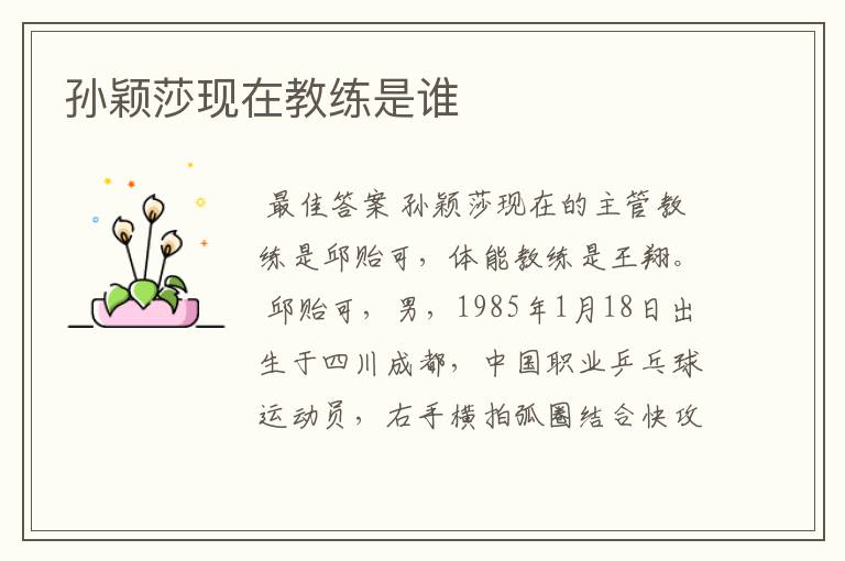 孙颖莎现在教练是谁