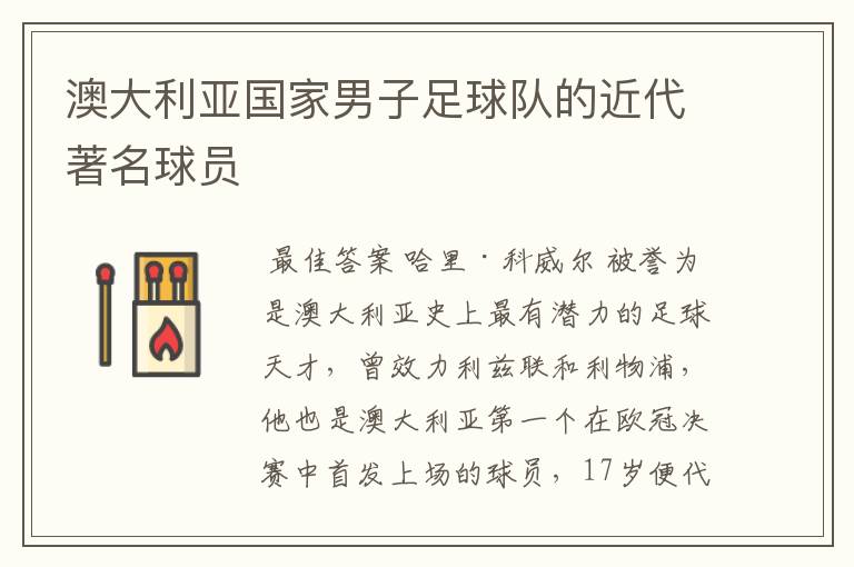 澳大利亚国家男子足球队的近代著名球员