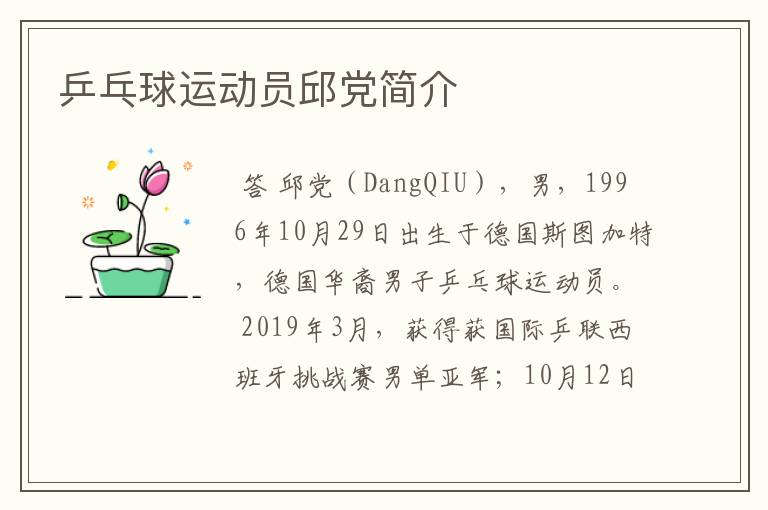 乒乓球运动员邱党简介
