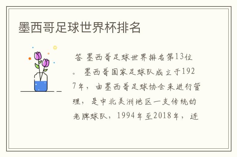 墨西哥足球世界杯排名