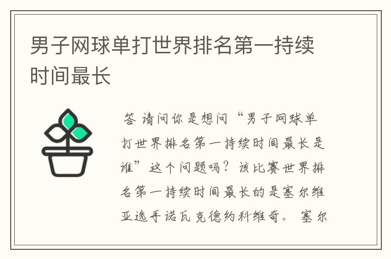 男子网球单打世界排名第一持续时间最长