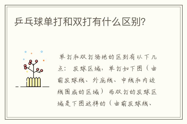 乒乓球单打和双打有什么区别?