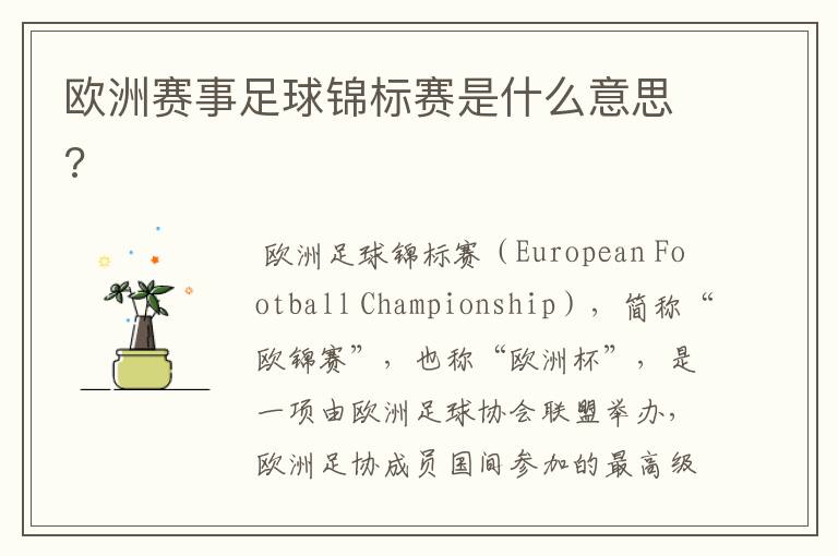 欧洲赛事足球锦标赛是什么意思?